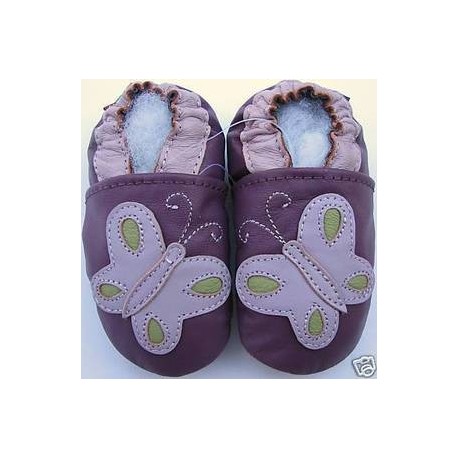 Chaussons en cuir Papillon violet