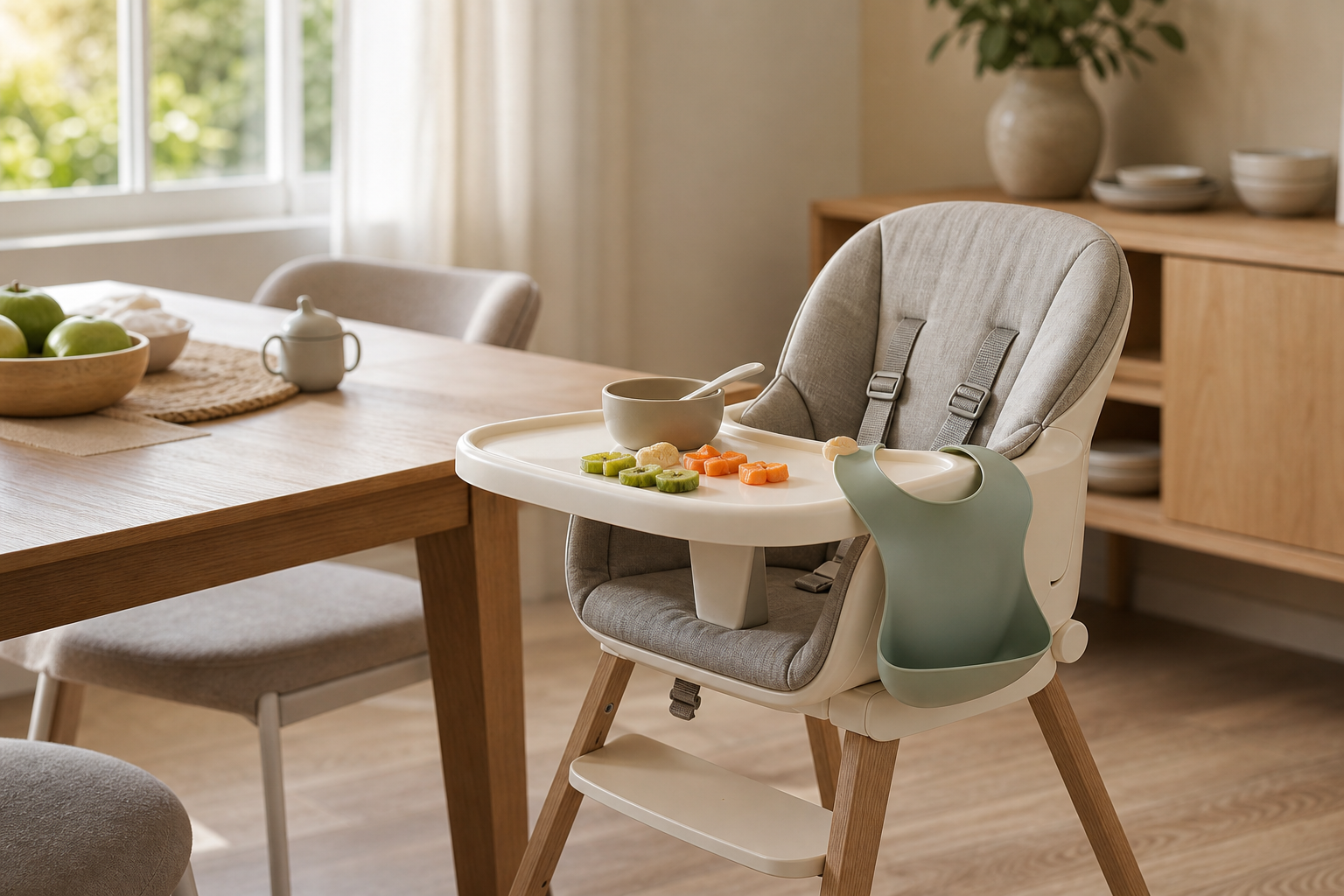 La chaise haute Bébé : sécurité, confort et réhausseurs