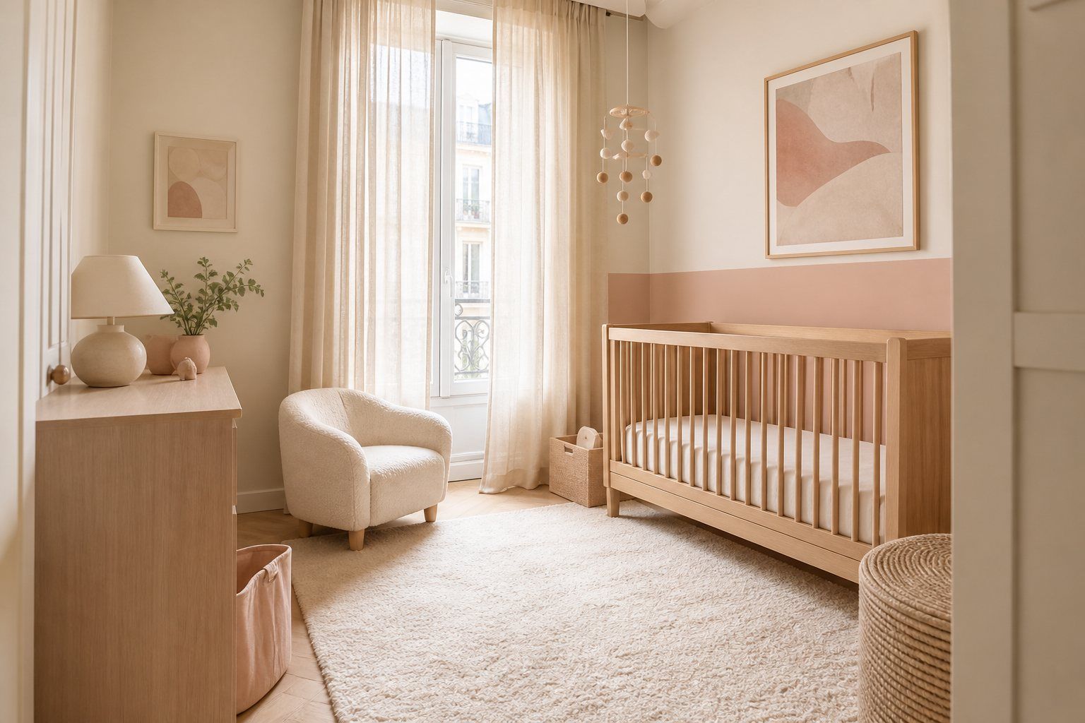 Une idée déco de Chambre bébé Fille doit rester douce et durable