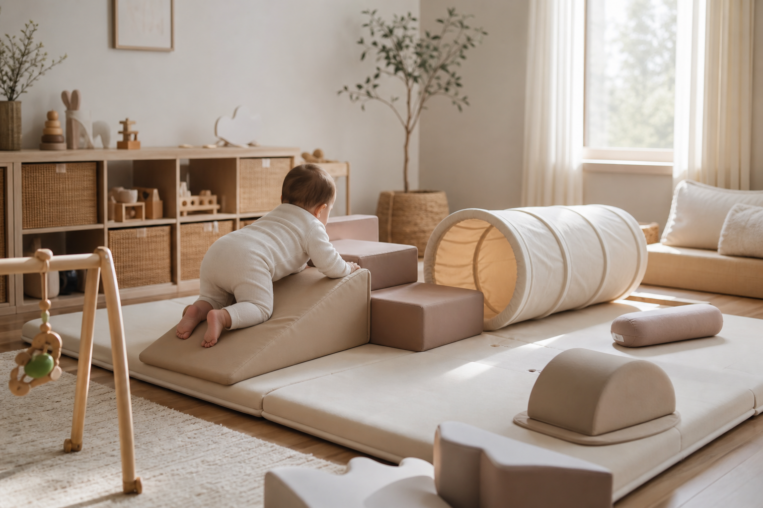Le parcours de motricité pour bébé aide à explorer en sécurité