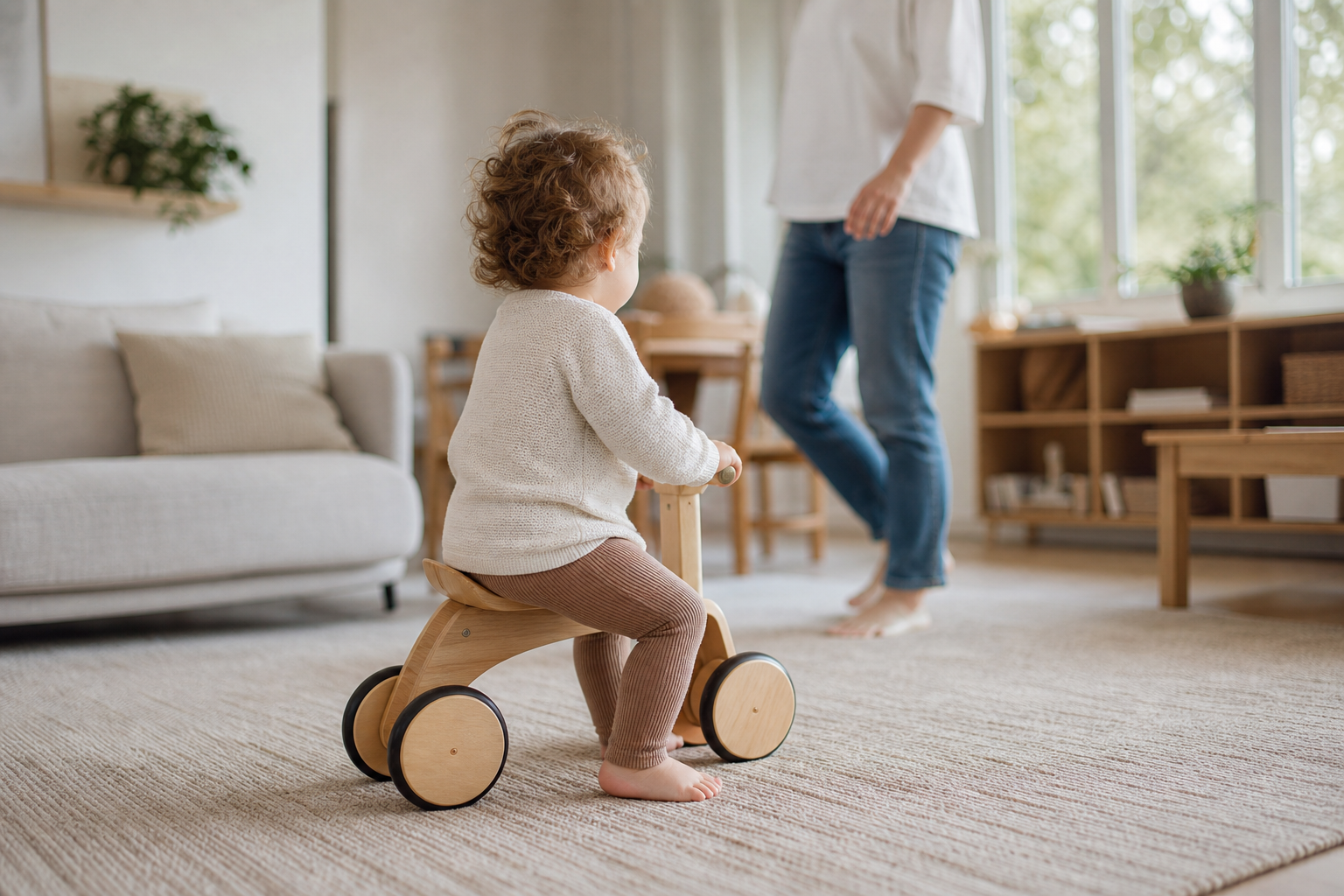 Le porteur bébé aide l’enfant à explorer la maison
