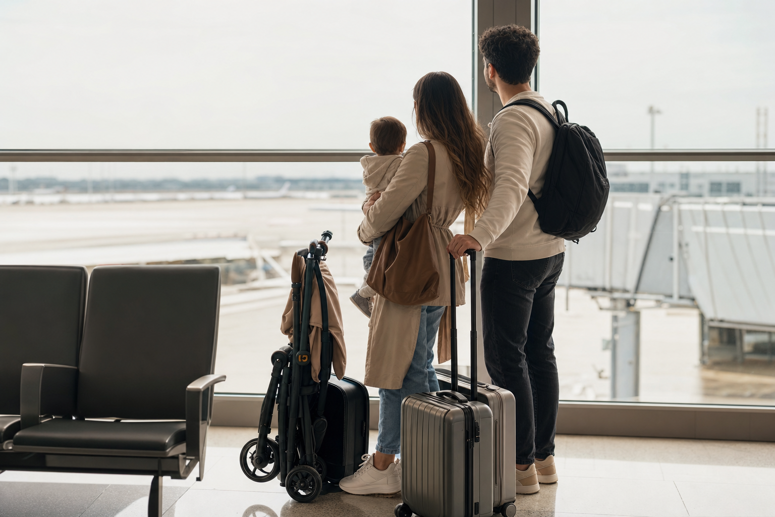 La poussette EasyJet se prépare avant d’aller à l’aéroport