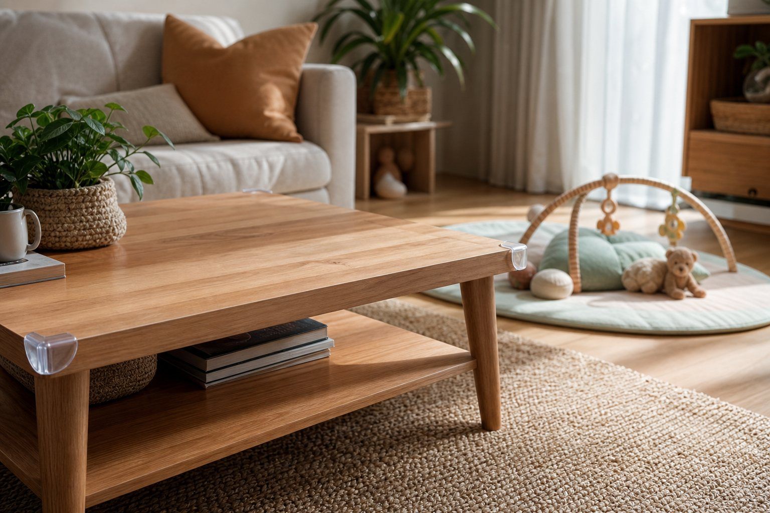 La protection d’angle de table pour bébé réduit les chocs