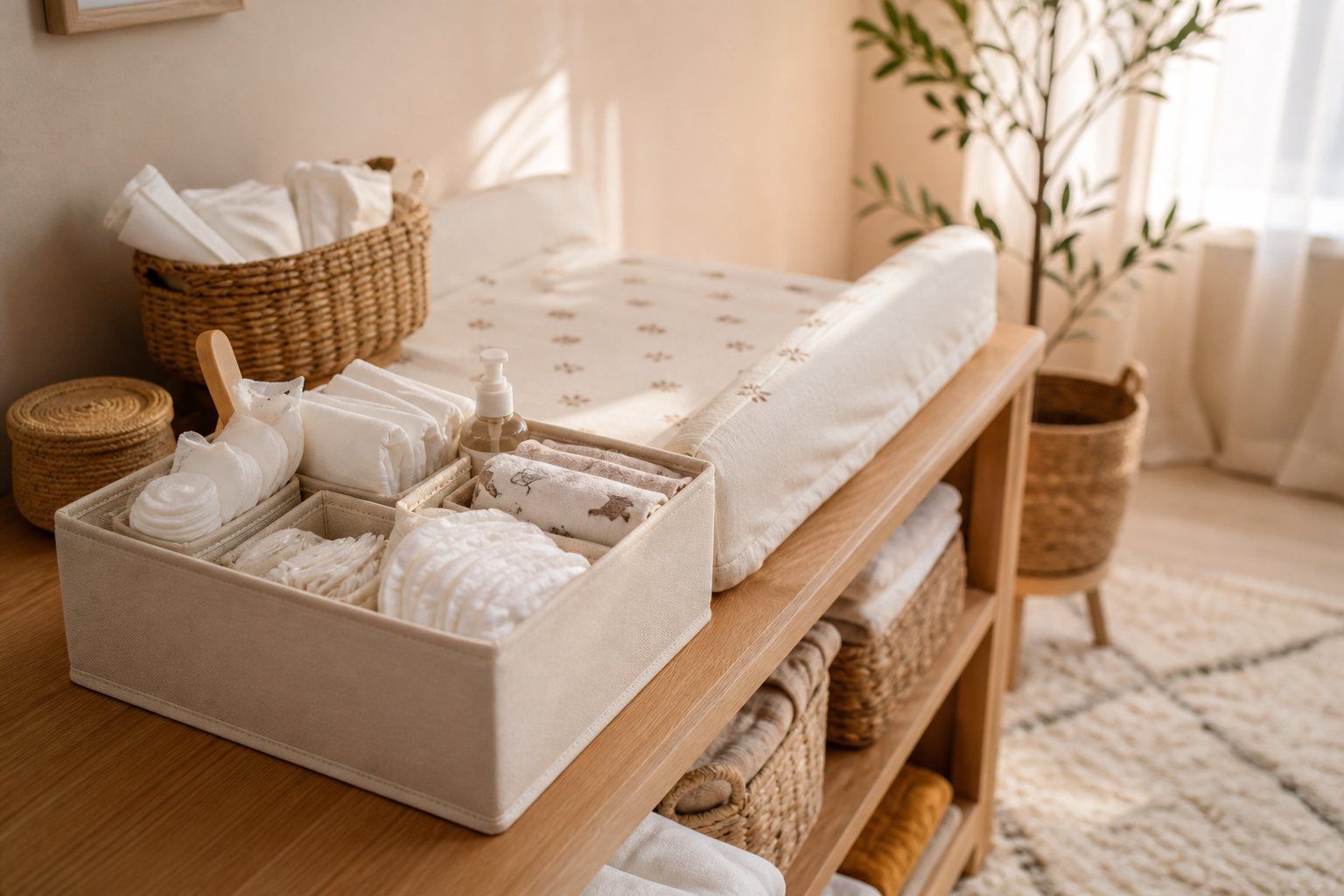 Le range couches bébé aide à organiser le coin change