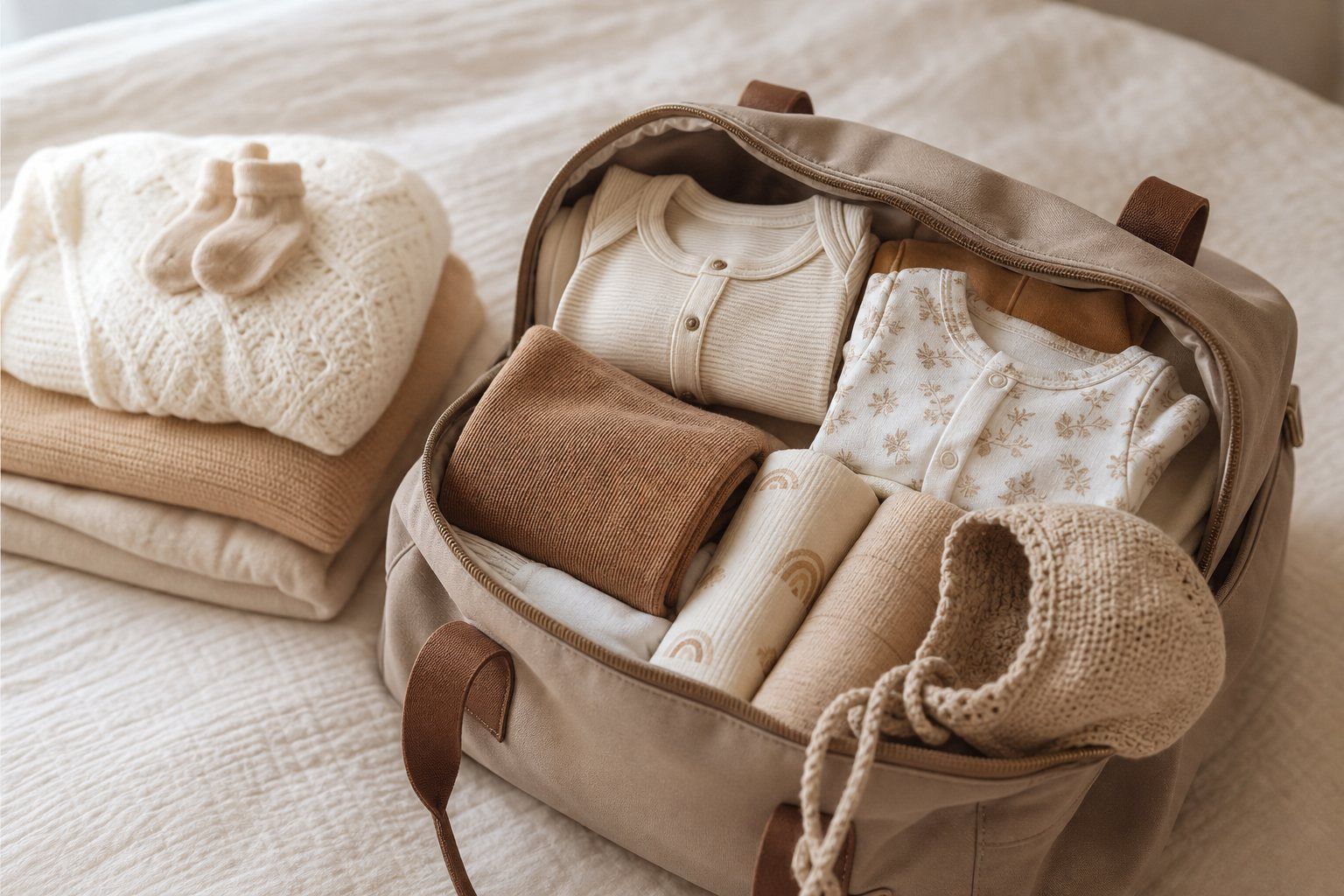 Le sac maternité bébé se prépare sans tout emporter