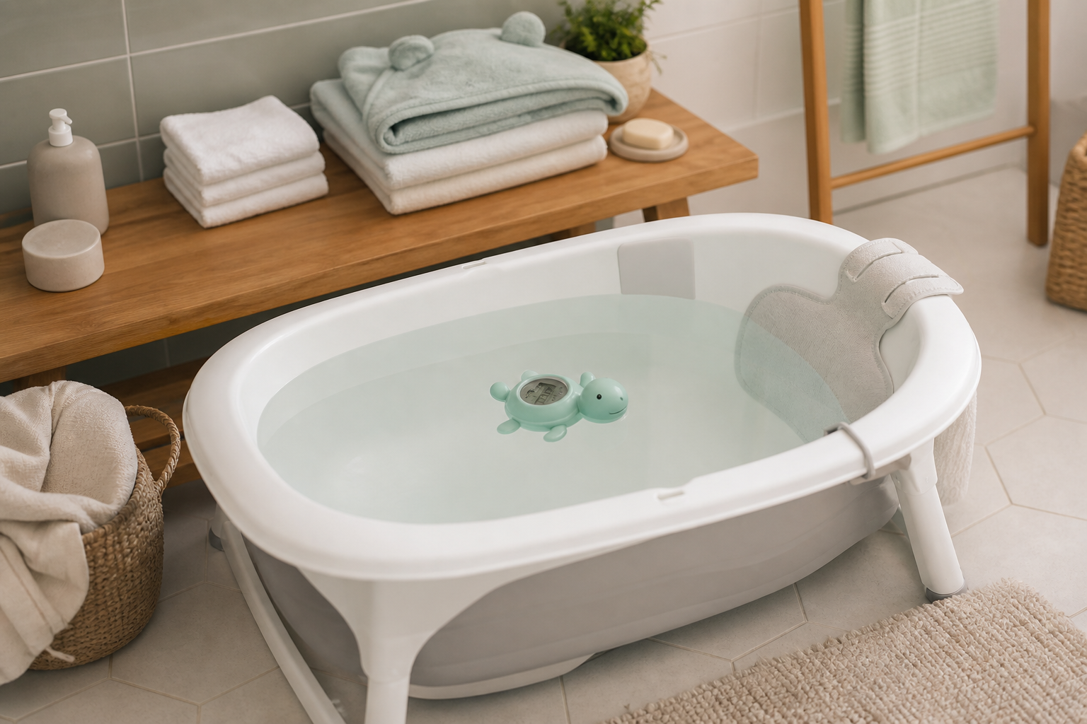Le thermomètre de bain bébé aide à préparer un bain sûr